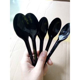 Combo 250 muỗng nhựa trà sữa đen