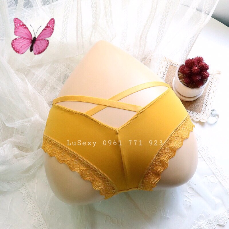 Quần lót nữ thun lạnh chéo mông sexy gợi cảm màu hồng, đen, trắng, xám, vàng, đỏ | BigBuy360 - bigbuy360.vn