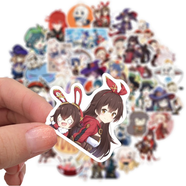 Sticker Anime combo 50 cái chống nước dán laptop, vali, mũ bảo hiểm,... in hình anime chibi cute