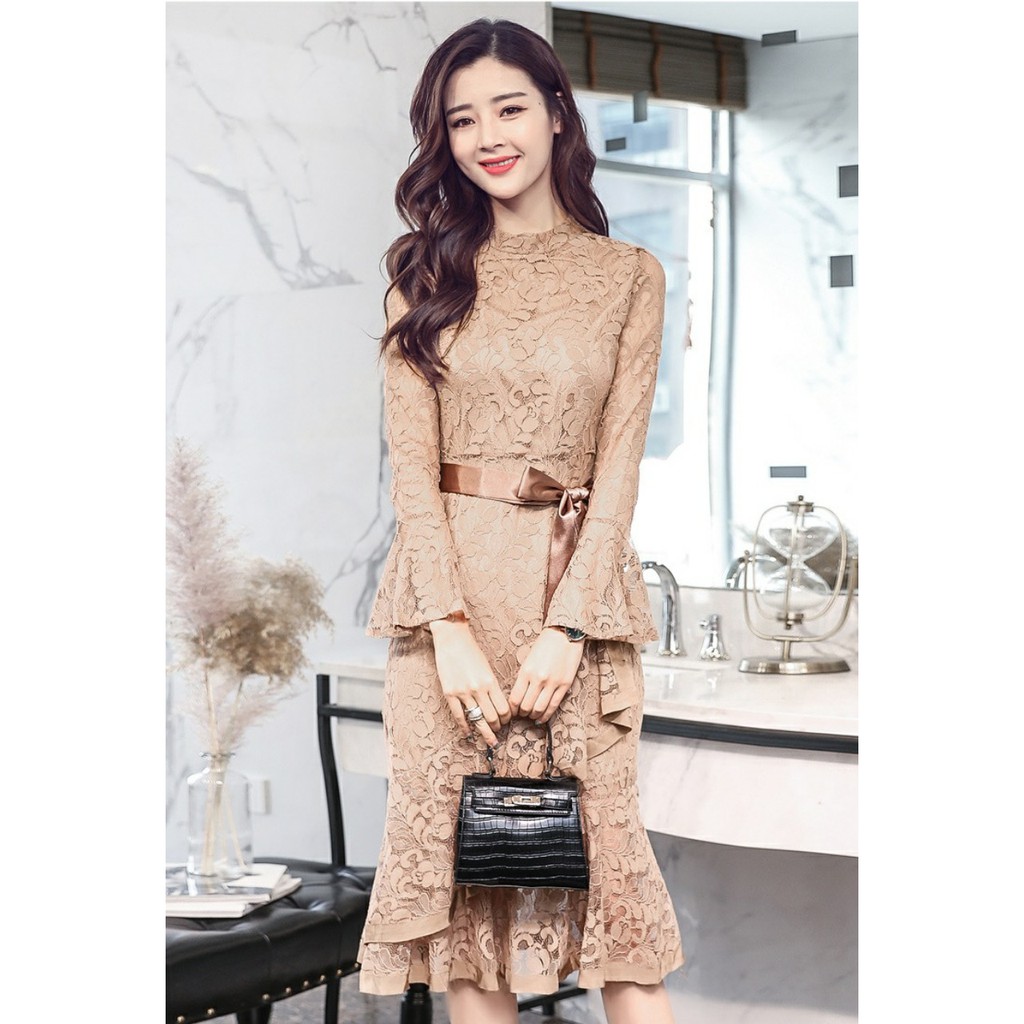 ĐẦM REN DỰ TIỆC 2 MÀU ĐEN VÀ NUDE