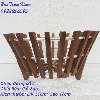 Chậu trồng lan bằng gỗ Sao mẫu chậu đứng số 4 Đường kính 31cm cao 17cm