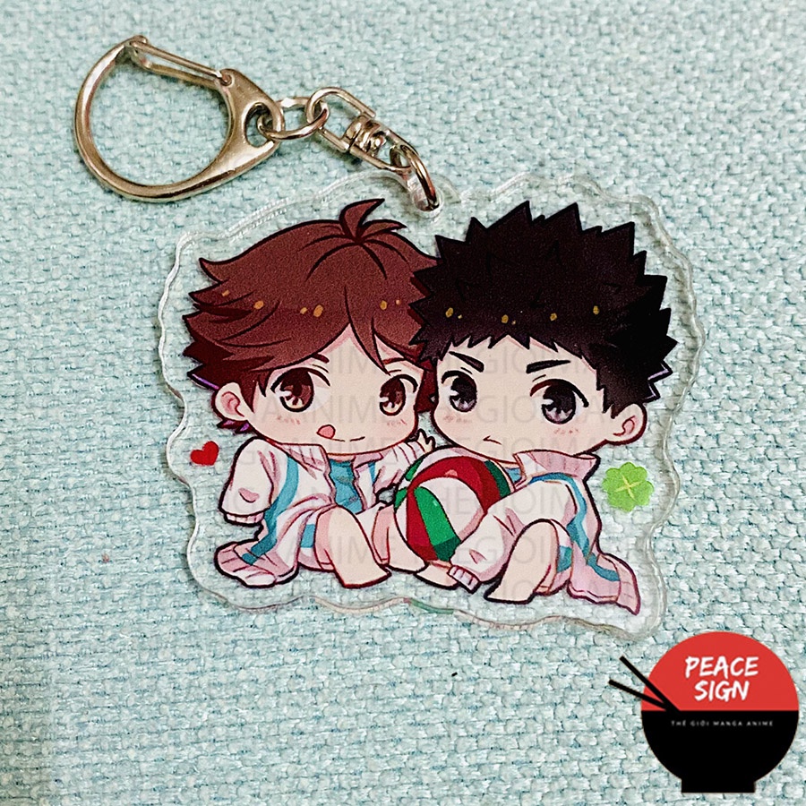 Móc khóa HAIKYUU!! ver COUPLE ÔM BÓNG anime VUA BÓNG CHUYỀN chibi mica trong acrylic xinh xắn độc đáo