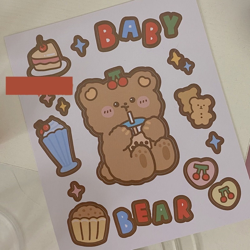 Bộ Sticker Dán Trang Trí Sổ Tay Bình Nước Siêu Dễ Thương