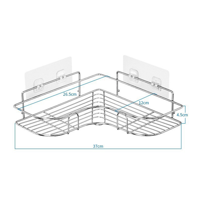 Giá để đồ nhà tắm dán tường - Kệ góc để đồ phòng tắm inox không rỉ