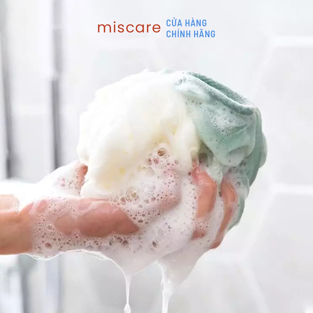 Bông tắm Miscare pha màu, chất vải lưới PE mềm mại, tạo bọt tốt