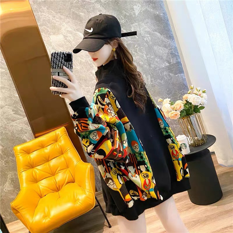 ÁO KHOÁC HOODIE DÂY KÉO TAY CÁNH DƠI PHỐI HỌA TIẾT THỔ CẨM CỰC HOT