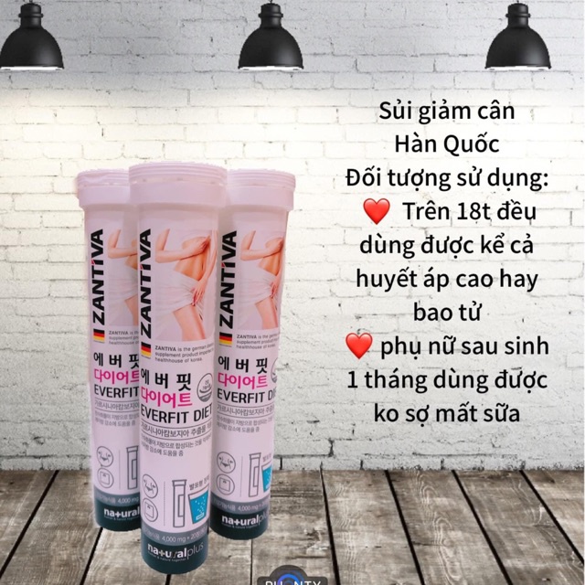 Viên sủi giảm cân Zantiva Chính hãng body Everfit Diet Hàn Quốc 20 viên