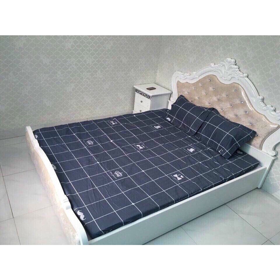[RẺ VÔ ĐỊCH] Ga gối poly 3 món họa tiết kẻ đơn giản siêu tiết kiệm - Miễn phí bo chun mọi kích thước