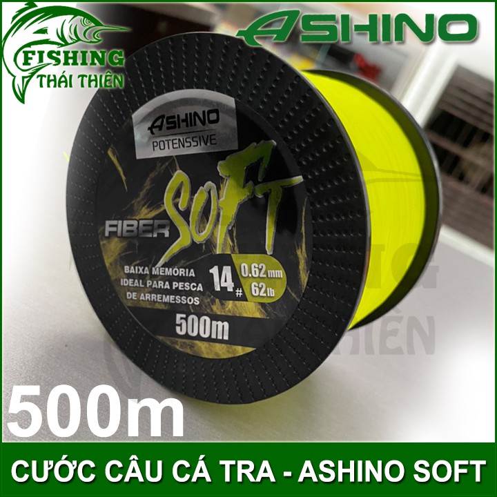 Dây câu, Cước Câu Cá Siêu Bền Ashino Soft cuộn dài 500m màu vàng