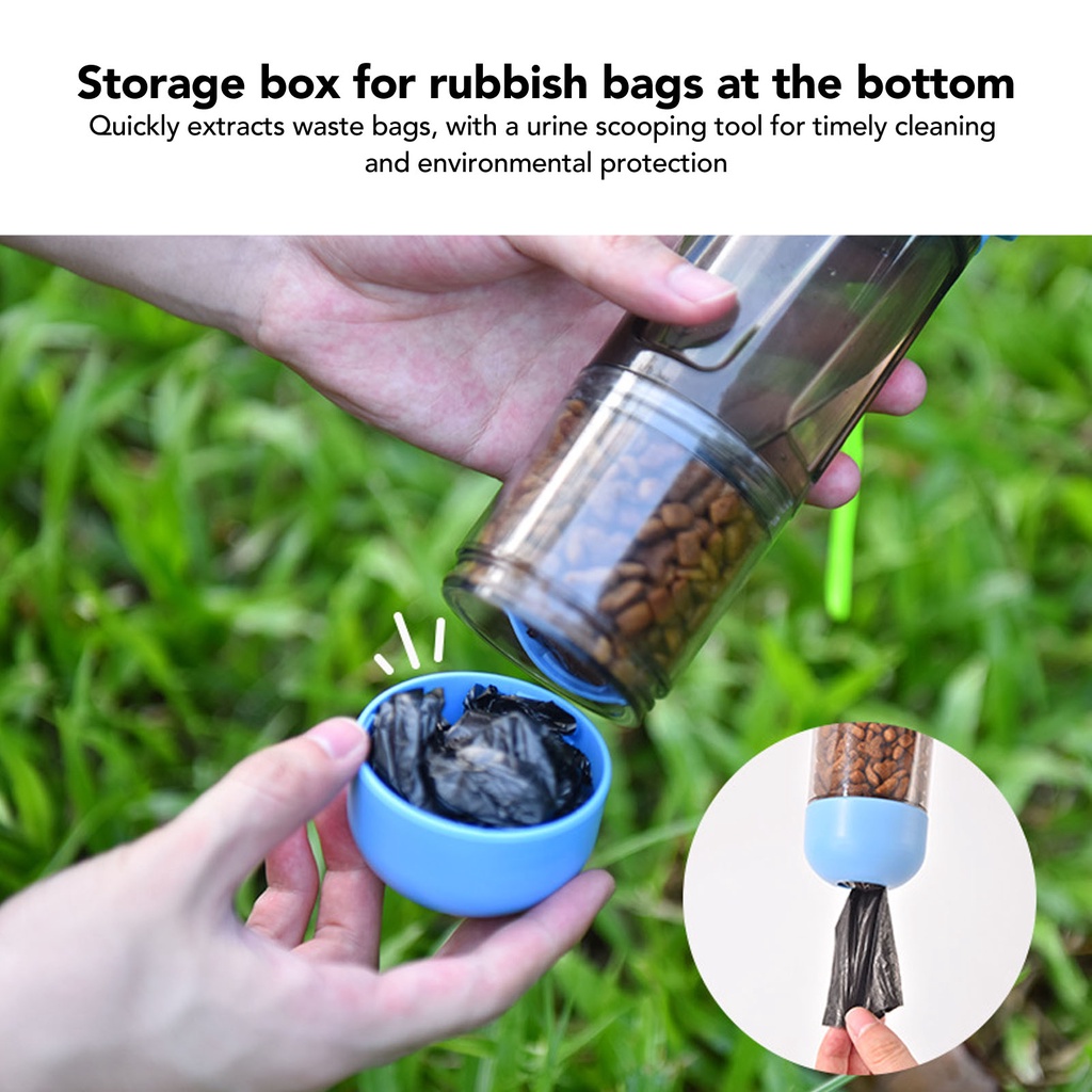 Oxygen072 Bình nước di động cho thú cưng – Dụng cụ uống nước cầm tay du lịch tiện dụng cho chó mèo - Đa chức năng có dây buộc 300ml
