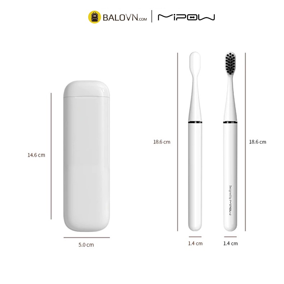 Bàn Chải Đánh Răng Điện Siêu Mỏng MIPOW  I3-Plus Ultrasonic Toothbrush Travel Edition CI-900-T1