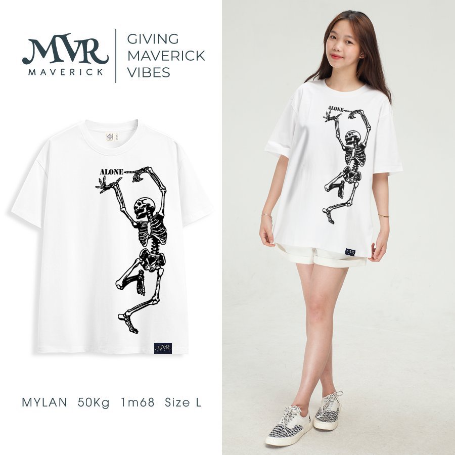 Áo thun nữ unisex Khiêu vũ với thần chết bộ xương nhảy một mình MVR KK3994