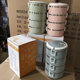 Cặp Lồng Giữ Nhiệt Đựng Cơm Đựng Thức Ăn - Cặp Lồng Lúa Mạch 4 Tầng