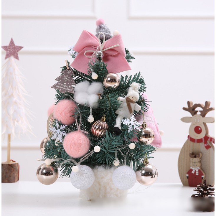 Cây thông noel 30cm 40cm đầy đủ phụ kiện và đèn , Cây Thông Để Bàn Mini