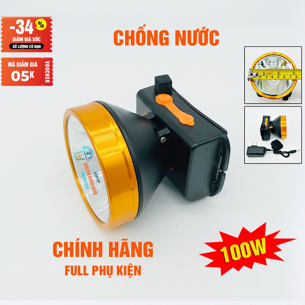 Đèn pin đội đầu CXB- A5 LED 100W siêu sáng chiếu xa chống nước ánh sáng Vàng và Trắng đèn đeo đầu soi ếch dã ngoại