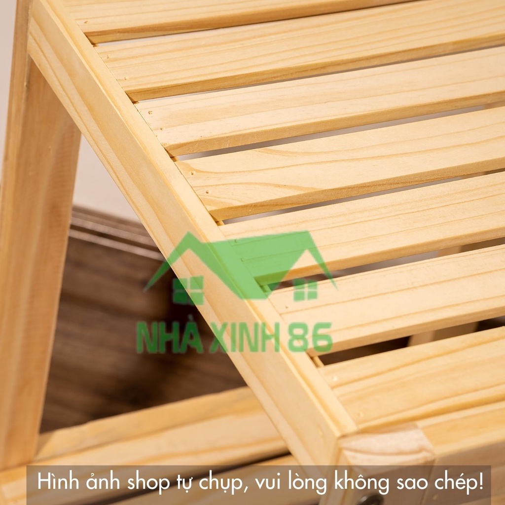 Kệ gỗ tab đầu giường 2 tầng gỗ thông tự nhiên, đã qua xử lý, không mối mọt l Kệ đầu giường bằng gỗ decor phòng ngủ