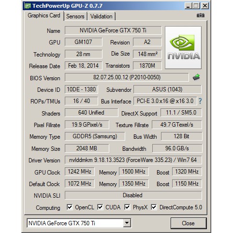 VGA ASUS GTX750TI OC 2GD5 | BigBuy360 - bigbuy360.vn