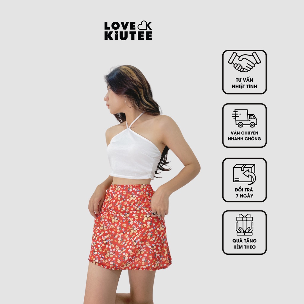Chân váy voan hoa chữ A 2 lớp mềm mịn có size dành cho bạn gái LOVEKIUTEE
