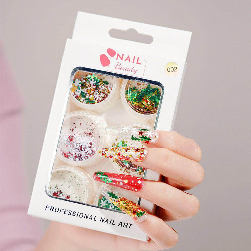 PATH Set 6 Hộp Kim Tuyến Hình Bông Tuyết Trang Trí Móng Tay