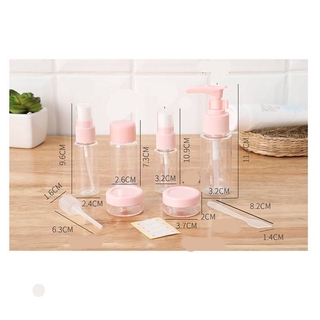 Portable travel cosmetics bottling set