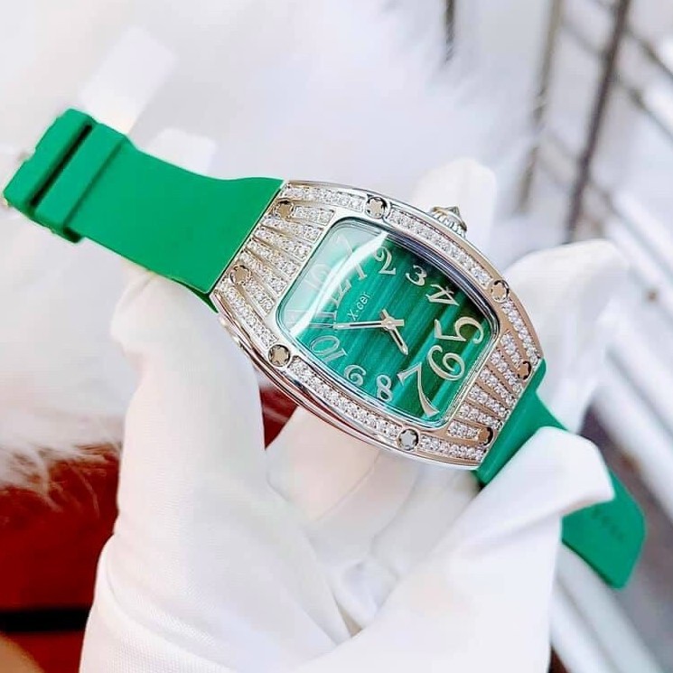 Đồng Hồ Nữ XCer Dây Silicon Xanh Silver Authentic 36mm