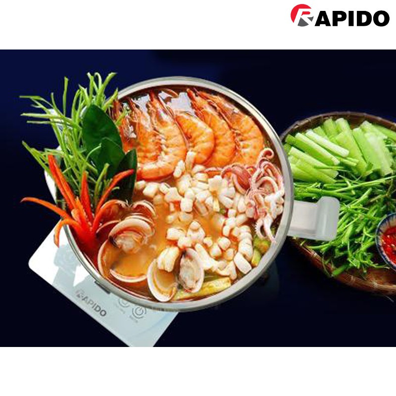 Ấm điện đa năng Rapido 1.8L - 12 chức năng nấu, chế độ hẹn giờ, thủy tinh chống sốc nhiệt