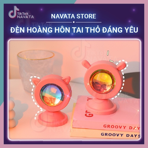 Đèn hoàng hôn, đèn sunset rose 16 màu có điều khiển tạo hình tai thỏ