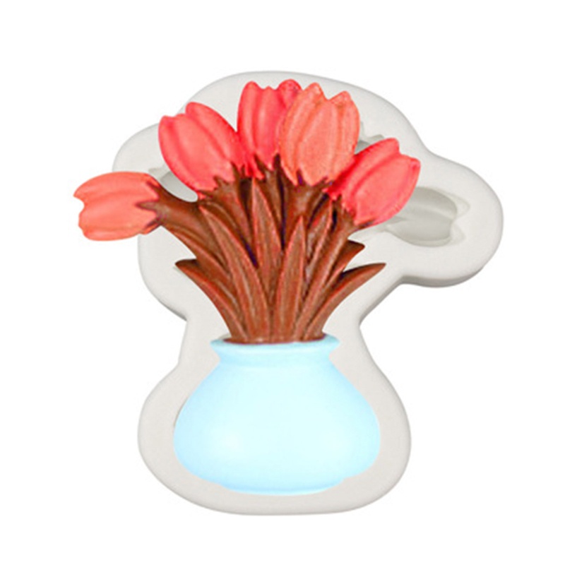 Khuôn Silicone Làm Sô Cô La Hình Lọ Hoa Tulip Xinh Xắn