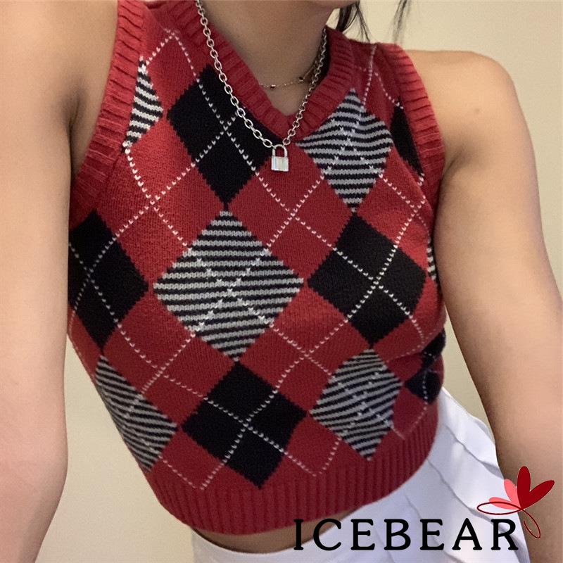 Áo dệt kim không tay cổ chữ v nhiều màu tùy chọn thời trang cho nữ