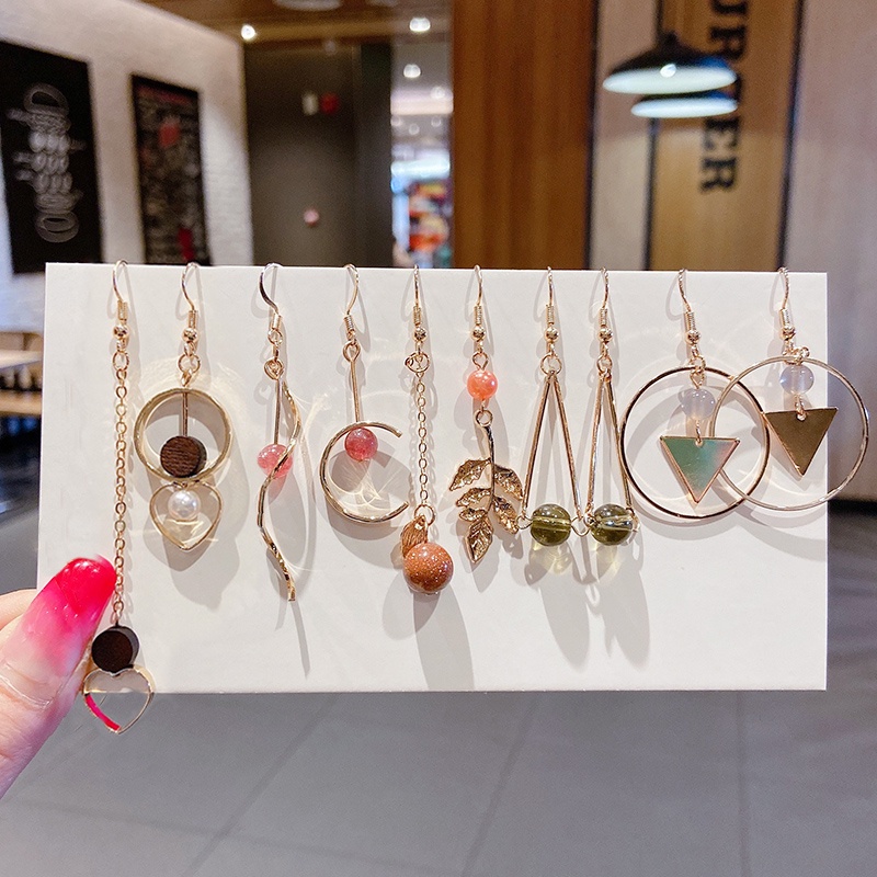 Set 5 Đôi Bông Tai Đính Đá Thời Trang Nữ
