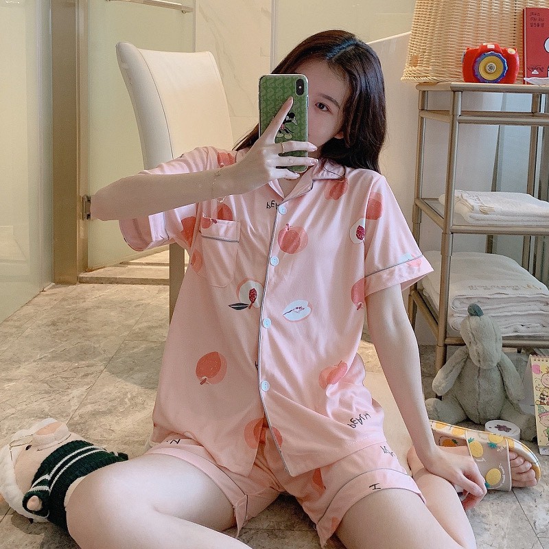 Đồ bộ pijama cộc tay bộ ngủ chất liệu vải mềm mại họa tiết dễ thương BC15 | BigBuy360 - bigbuy360.vn