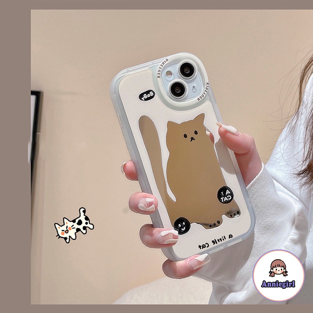 Ốp Điện Thoại TPU Mềm Chống Sốc Gắn Gương Trang Điểm In Hình Mèo / Chữ Dễ Thương Cho IPhone 13 12 11 Pro Max