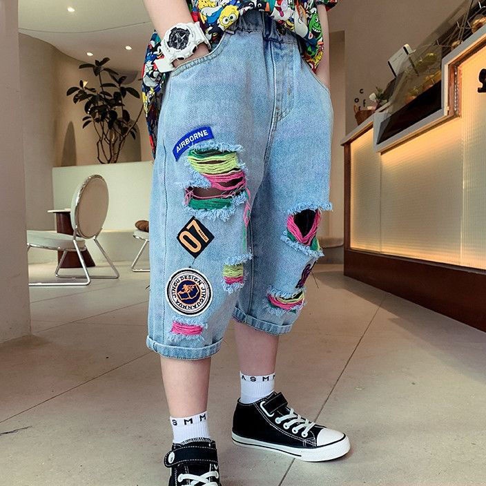 Quần short Jean Rách Cá Tính Thời Trang Mùa Hè Hàng Mới 2021 Dành Cho Bé Trai Và Bé Gái