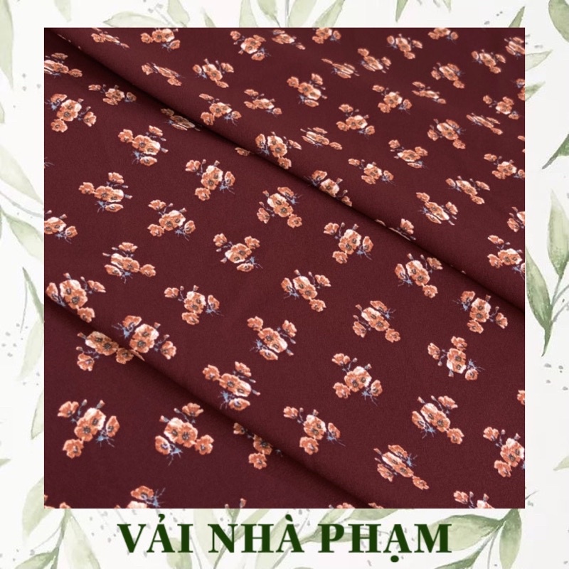 LỤA CÁT HÀN QUỐC HOA NHÍ NỀN ĐỎ BẦM - Khổ vải 1.5M