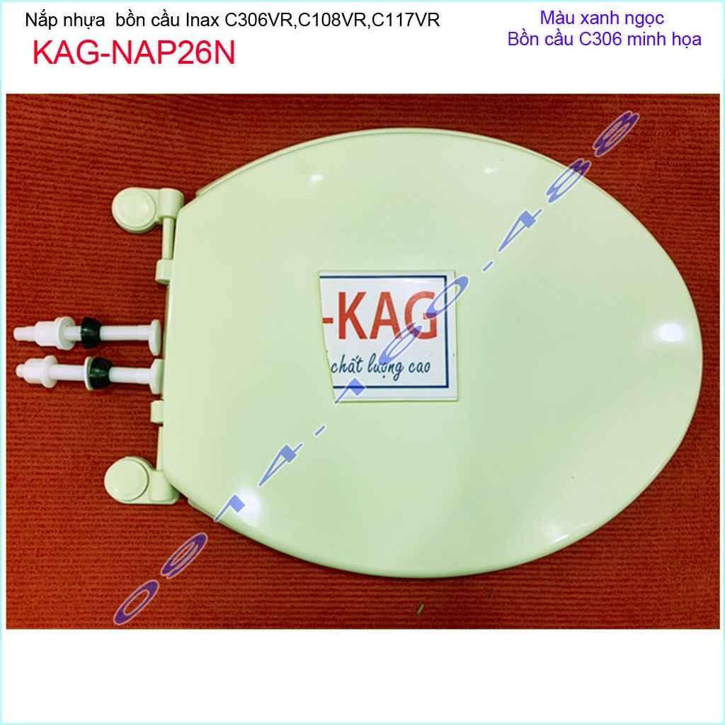 Nắp đậy cho bồn cầu LInax KAG-NAP26N xanh ngọc nhạt, Nắp xí bệt C117-C306-C108 2 khối nhựa bóng-đẹp