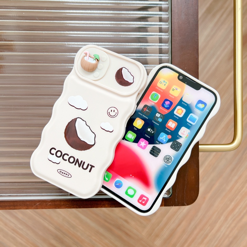 Ốp Điện Thoại Silicon Đệm Khí In Hình Quả Dừa Sáng Tạo Cho iPhone 12 13 11 PRO MAX XR 11 12 PRO