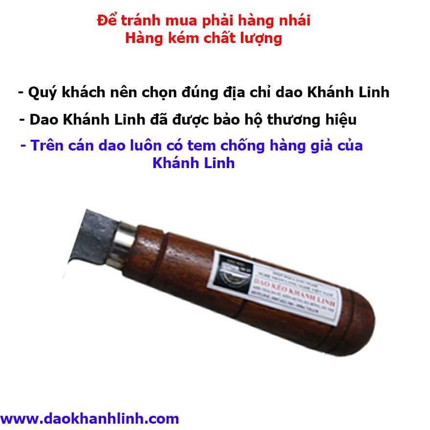 Khánh Linh (Đa Sỹ) - Dao thái nhà bếp, dao bài thái bằng nhíp xe 100%, cán gỗ lim - KLL03