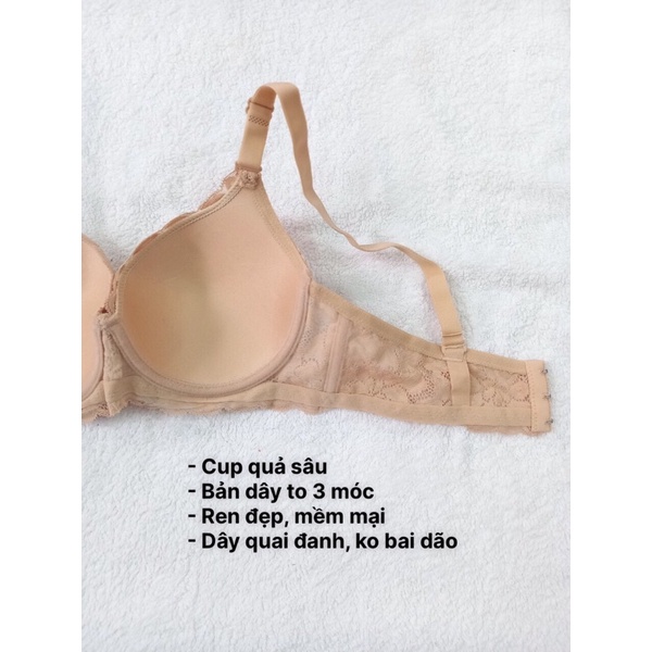 Áo lót nữ bigsize ren nổi mềm mại, áo ngực bigsize Thái Lan Sister Hood 2183