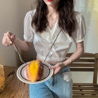 [SẴN] Áo croptop kiểu sơ mi nữ ngắn tay Ulzzang Quảng ASC89
