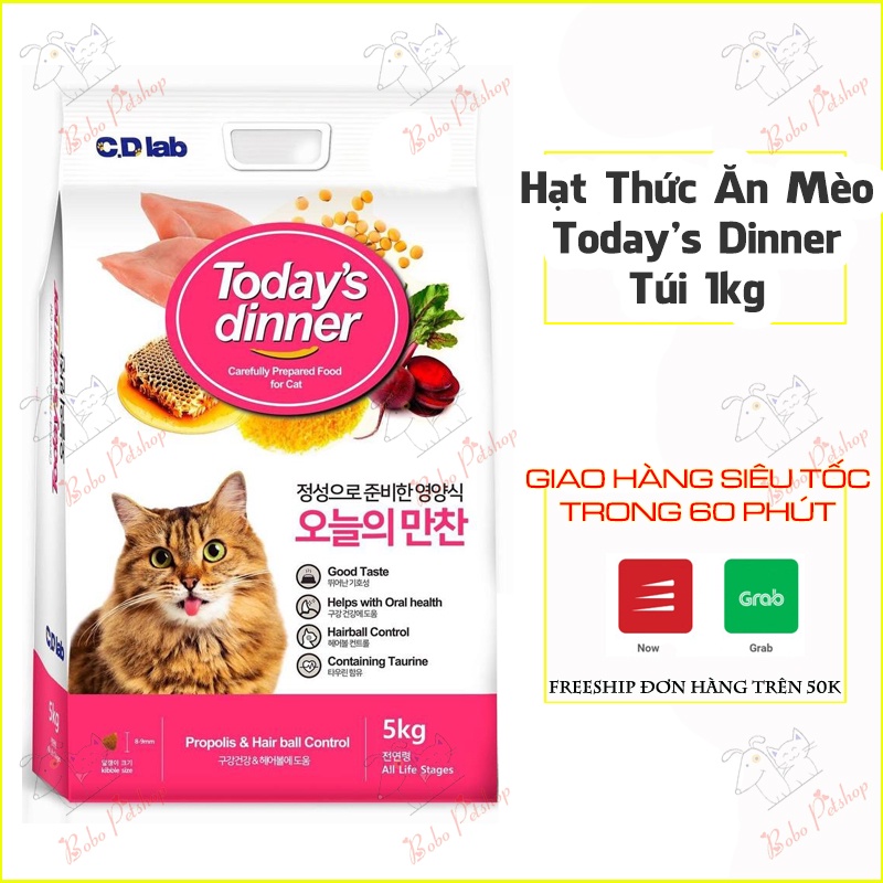 [TIẾT KIỆM] Hạt Thức Ăn Mèo Today's Dinner 1Kg - Túi Tiết Kiệm Today Dinner Thay Thế Catsrang - Bobo Pet Shop Hà Nội