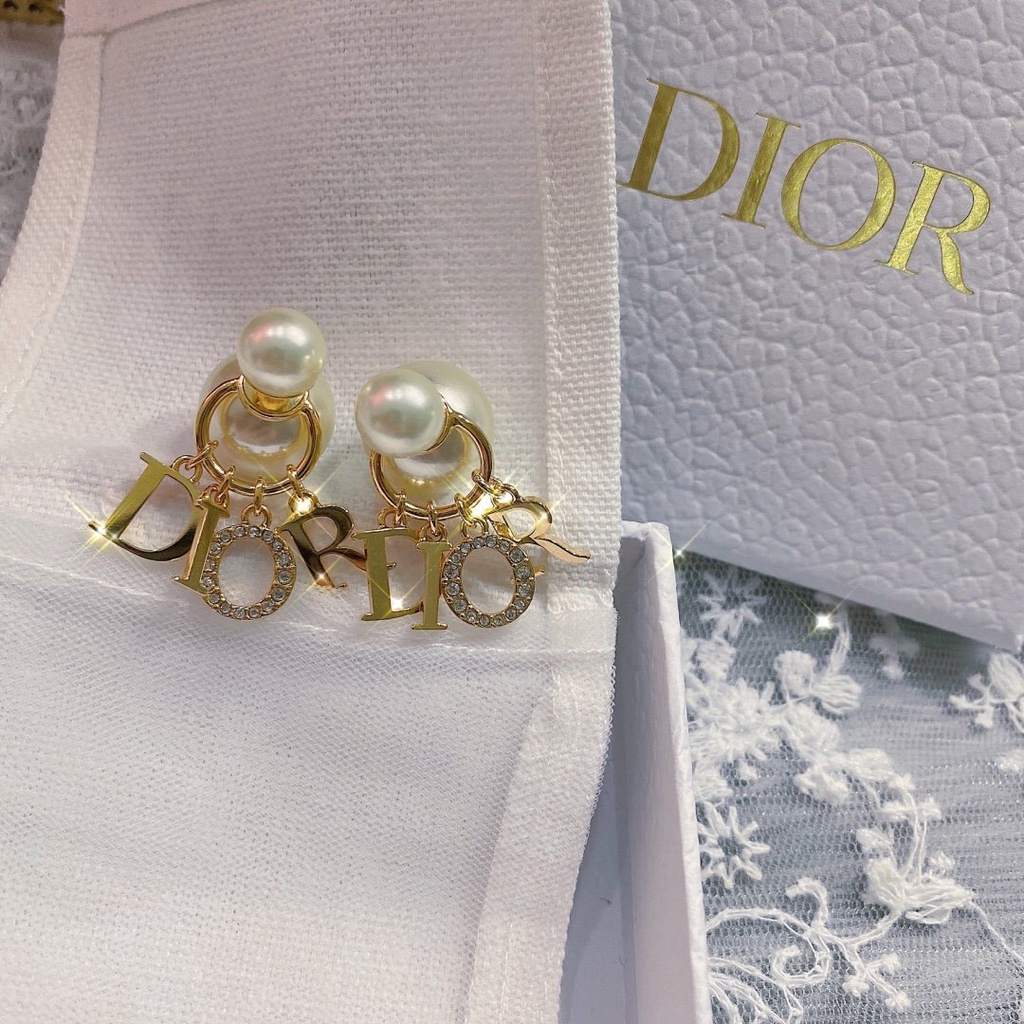 Khuyên Tai Tròn Khắc Chữ Dior Bằng Thép Titanium Thời Trang Cho Nữ