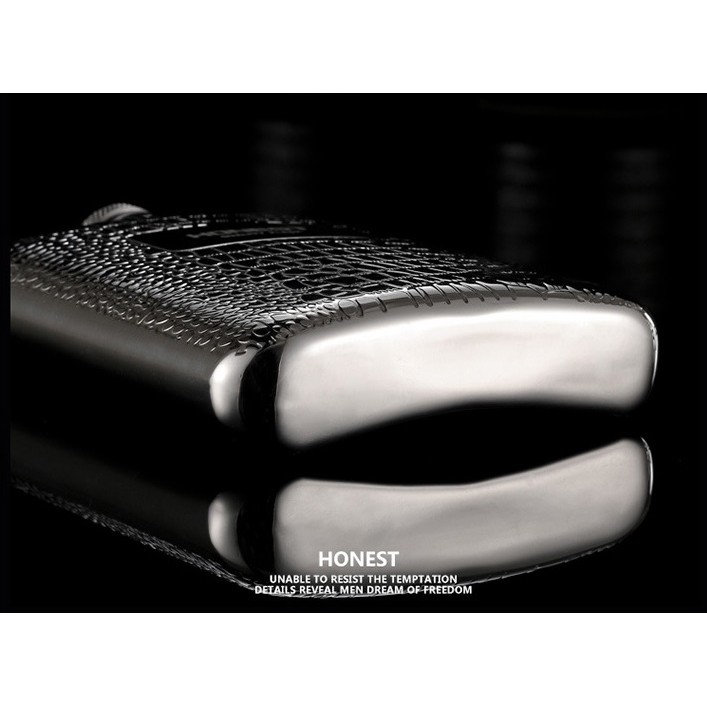 Bình đựng rượu inox bỏ túi Honest 6oz , hoa văn da cá sấu cực cá tính
