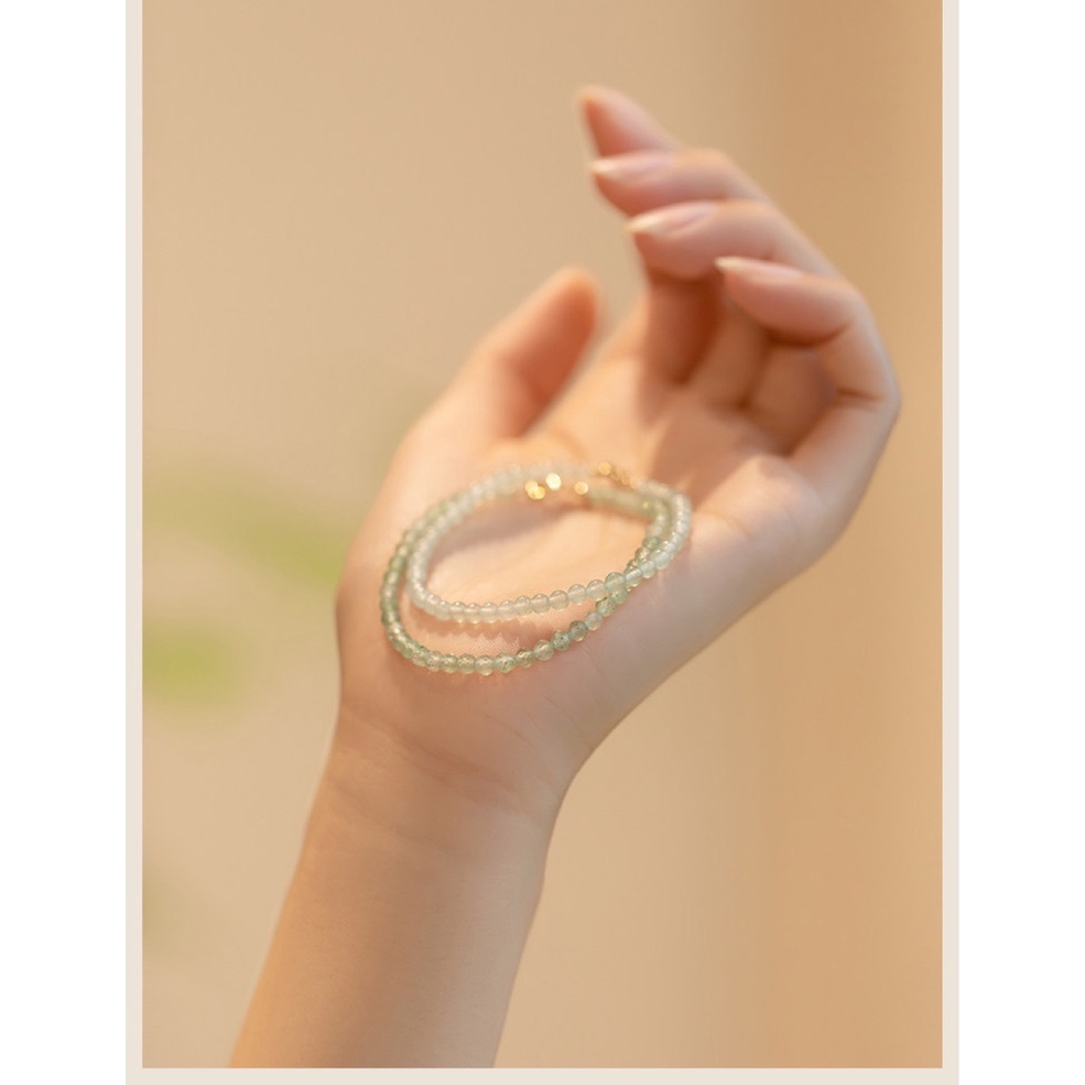 [Hàng Mới] Vòng Tay Hạt Aventurine Xanh Lá Nhạt Phong Cách Retro