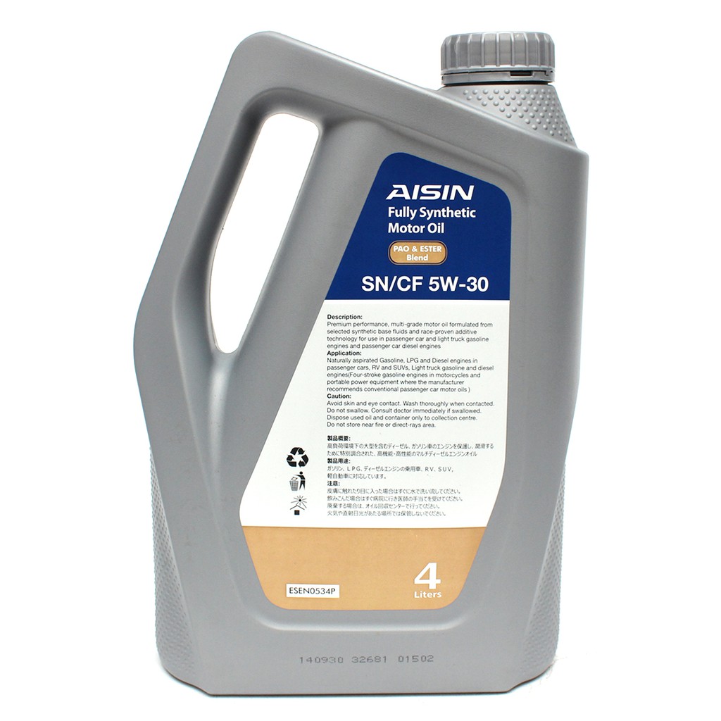 Nhớt Động Cơ AISIN ESEN0534P 5W30 SN / CF Pao &amp; Ester Blend 4L Nhập Khẩu Chính Hãng