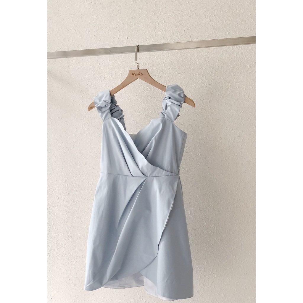 Đầm hai dây kiểu RECHIC vạt chéo Bailey màu xanh baby | BigBuy360 - bigbuy360.vn