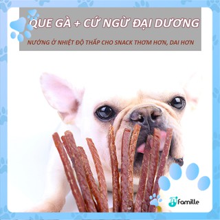 [DAI NGON] Que Gà Cá Ngừ Đại Dương ~ Snack Dinh Dưỡng ~ Bánh thưởng ~ Đồ Ăn Vặt Cho Chó Mèo 100g - JFamille Pet Snack