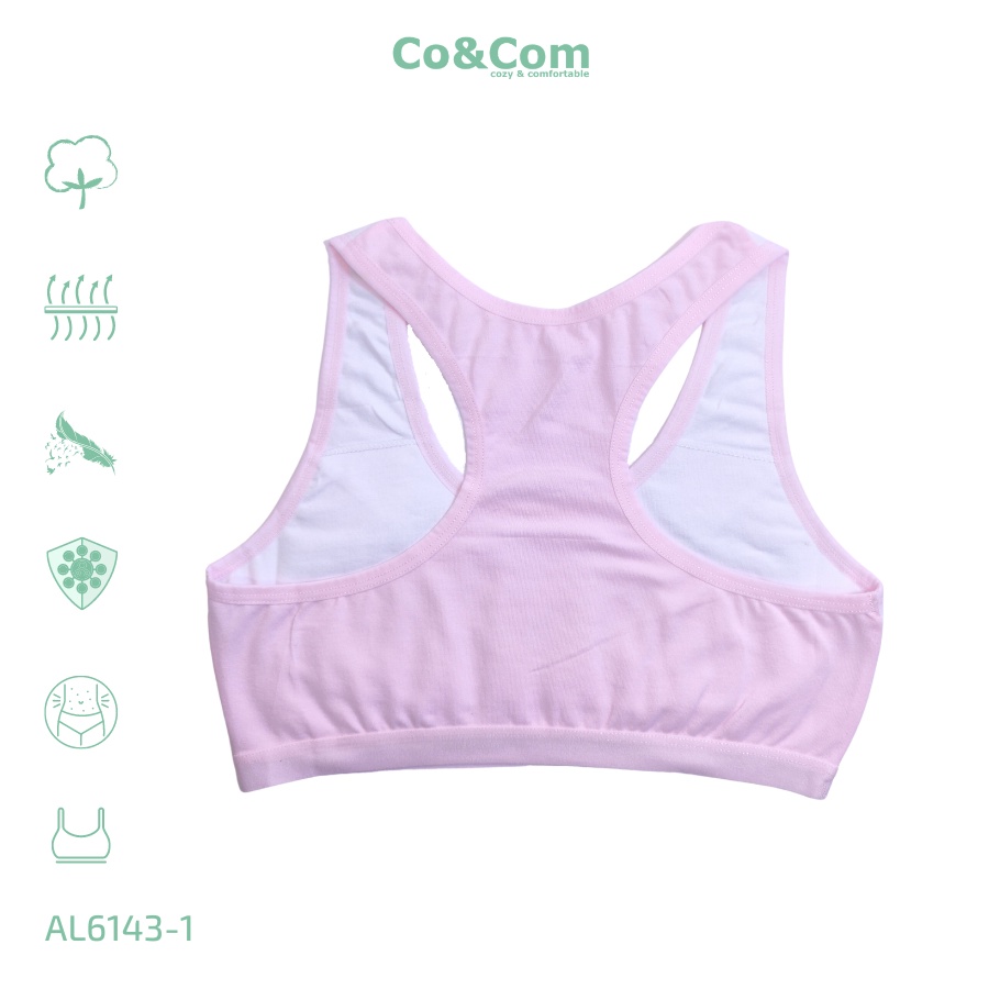 Áo Lá Học Sinh, Áo Lót Bé Gái Cotton Cao Cấp Co&Com AL6062 Chui Đầu Ngực 2 Lớp Không Đệm