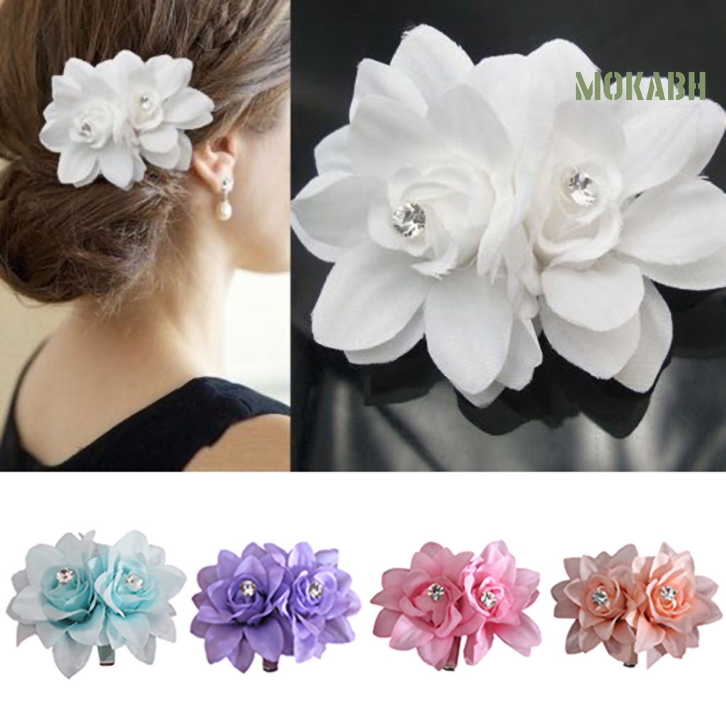 Kẹp Tóc Càng Cua Đính Hoa Vải Xinh Xắn Cho Cô Dâu