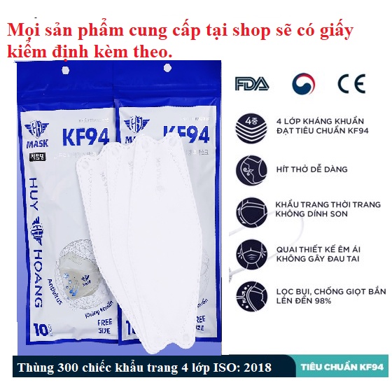 Thùng 300 Khẩu trang KF94 Huy Hoàng Mask_100% chính hãng