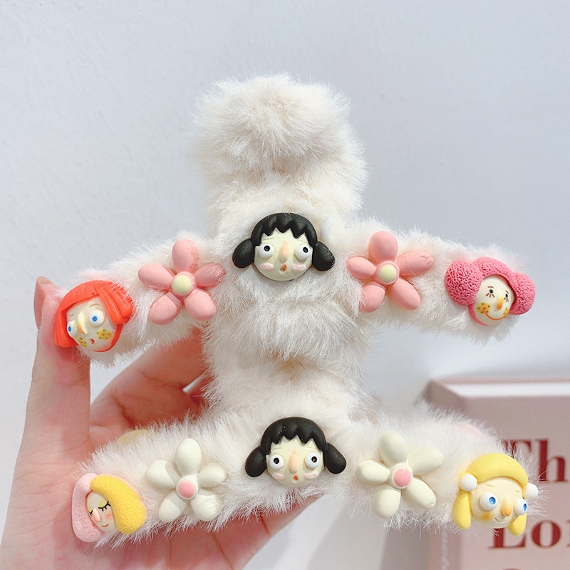 Kẹp tóc càng cua phủ lông mịn cực xinh - UniLabel